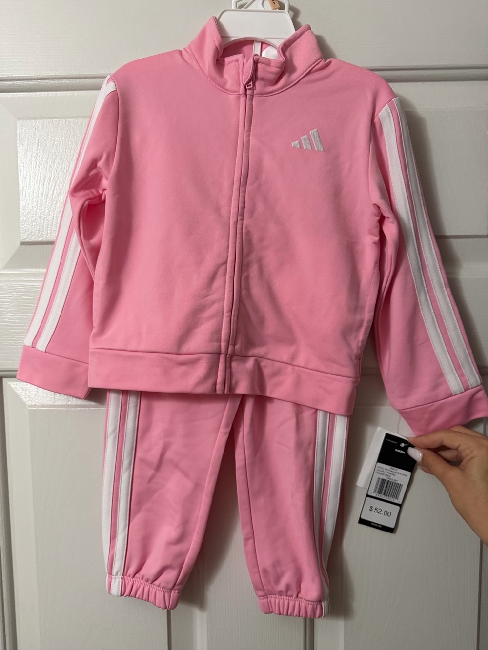 Adidas Girls Pink 2-Piece Tracksuit Jacket & Jogger Pants Set Size 2T NWT